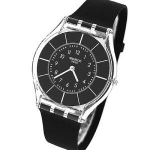 Black Swatch Classiness Silicone Strap Watch